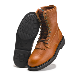 HM118 Comfort Full Grain Leather Zipper and Lace Work Boots