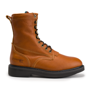 HM118 Comfort Full Grain Leather Zipper and Lace Work Boots
