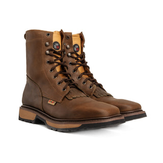 King Welt 8" Square Leather Work Boots for Men