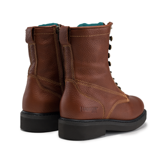 HM118 Comfort Full Grain Leather Zipper and Lace Work Boots