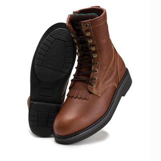 HM118 Comfort Full Grain Leather Zipper and Lace Work Boots