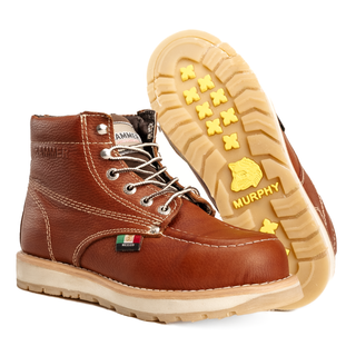 Murphy 6" Lightweight Leather Work Boots Doble Density Sole With MEX Flag