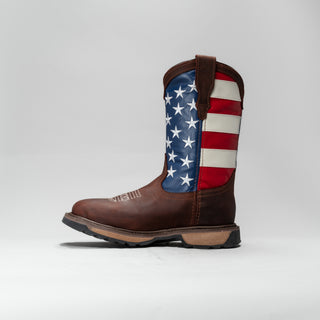 KW5007 Leather Square Toe American Flag Work Boot